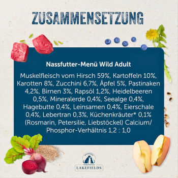 Preview: Nassfutter-Menü Wild – Premium Alleinfuttermittel für Hunde mit frischem Wildfleisch, Wurzelgemüse & Kräutern